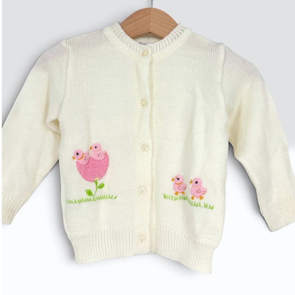Carriage Boutiques Vintage‎ Baby Cream Cardigan Sweater Easter White